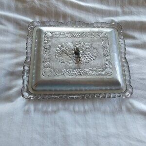 Vintage Glass Serving Dish With Lid